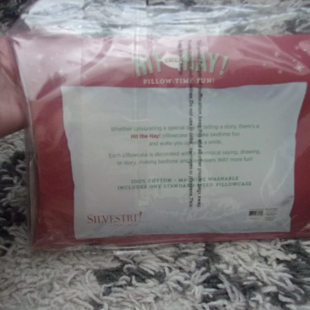 New in plastic Hit the Hay Christmas Lyrics Kids Pillow case